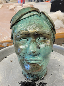 Image of the ceramic sculpture, Portrait of a Fool by Lillian Fisher.